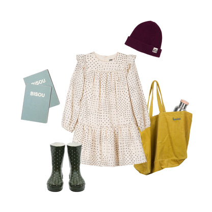 女童白色印花棉连衣裙