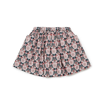 女童粉色花朵印花棉短裙