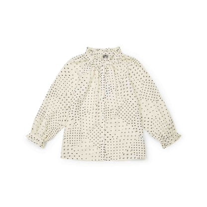 女童白色印花棉衬衫