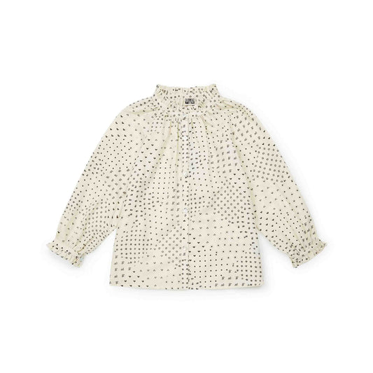 女童白色印花棉衬衫