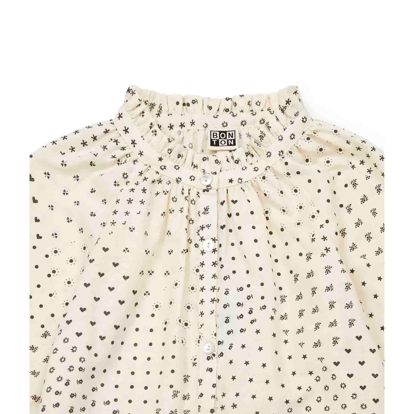 女童白色印花棉衬衫