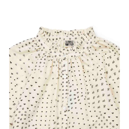 女童白色印花棉衬衫