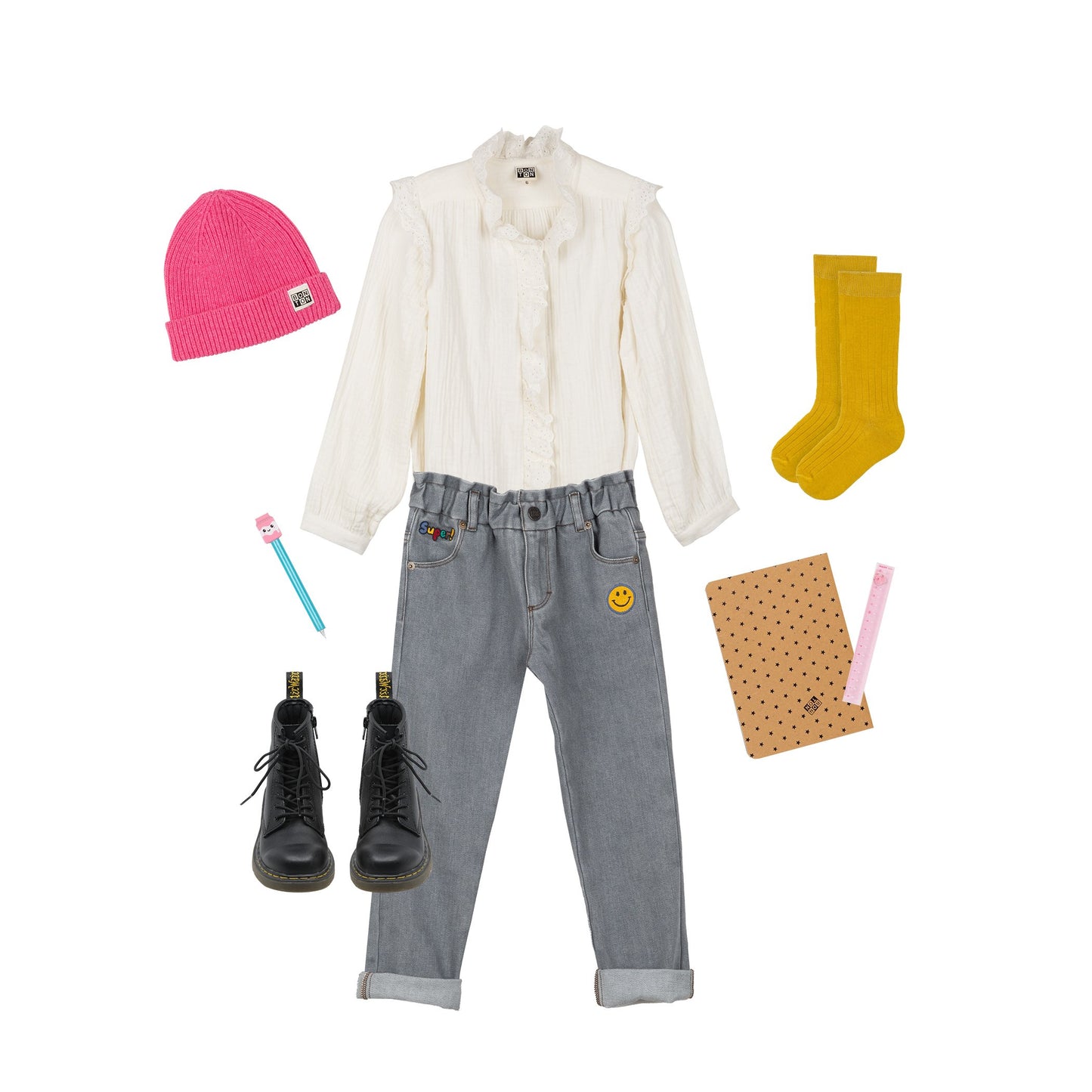 女童浅蓝色牛仔长裤