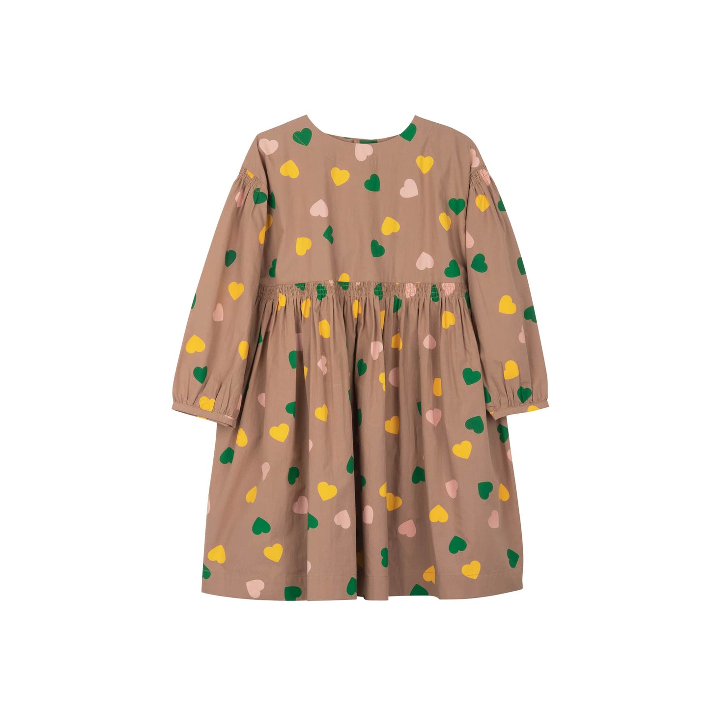 女童浅棕色心形棉连衣裙