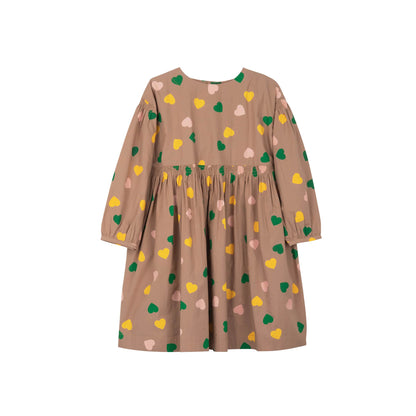 女童浅棕色心形棉连衣裙