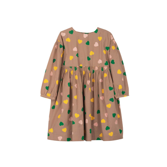女童浅棕色心形棉连衣裙