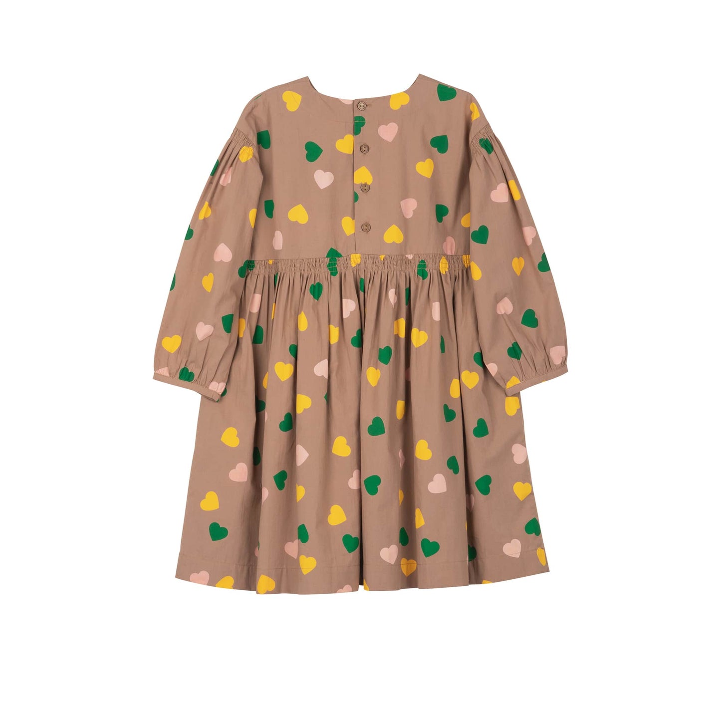 女童浅棕色心形棉连衣裙