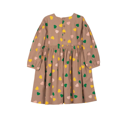 女童浅棕色心形棉连衣裙