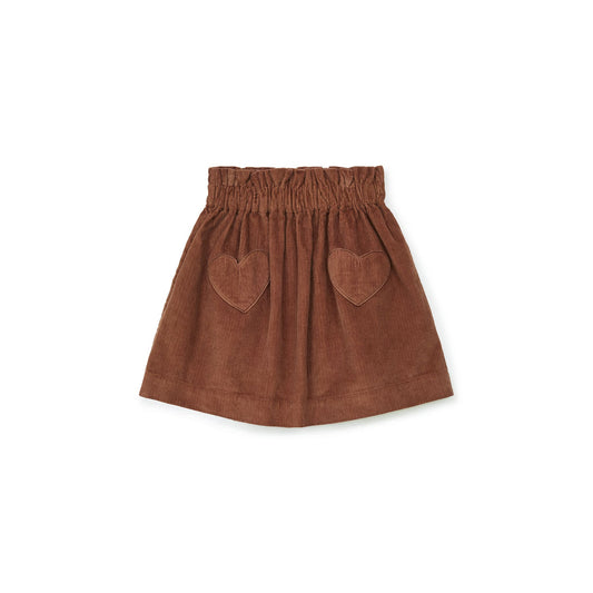女童焦糖色丝绒短裙
