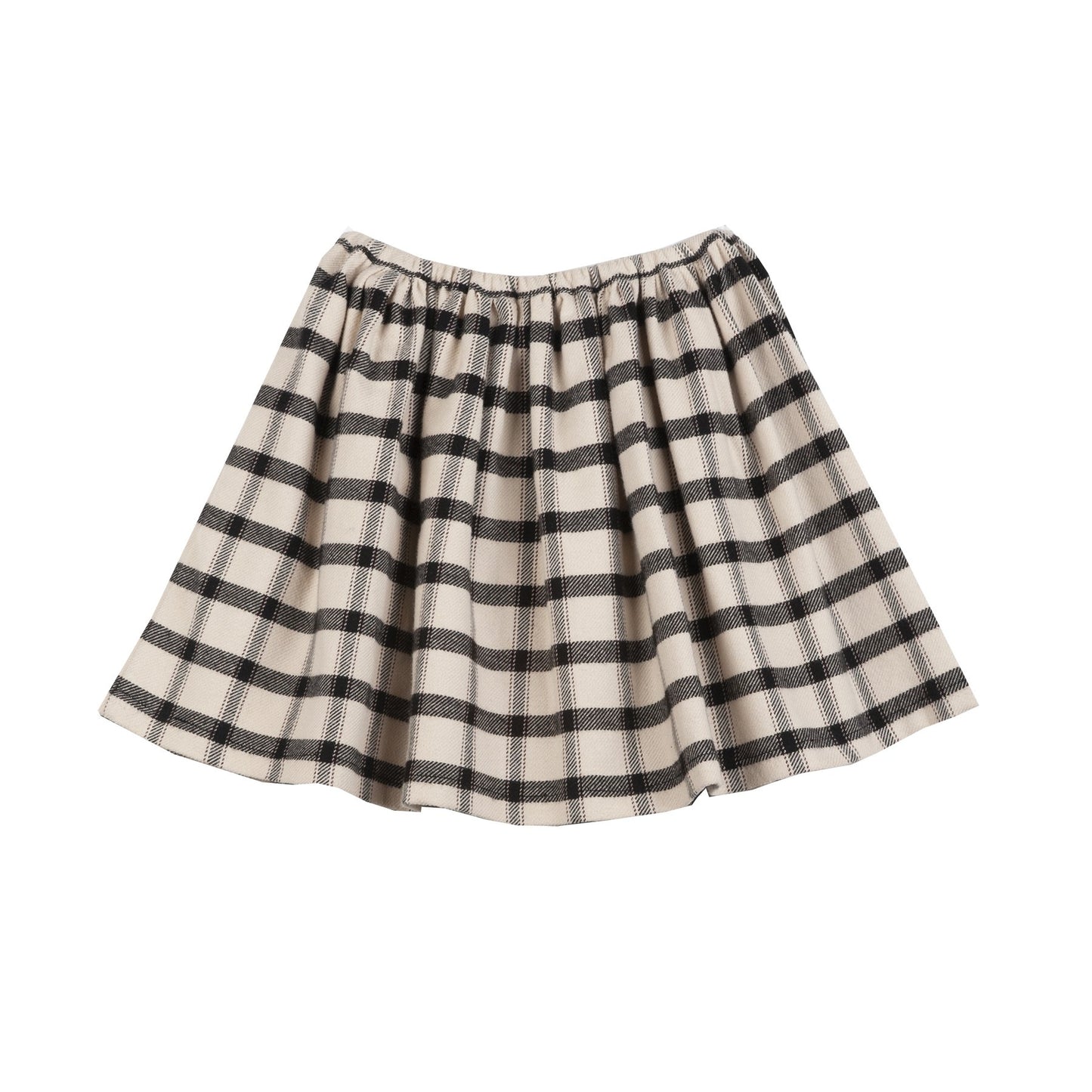 女童米色格子棉短裙