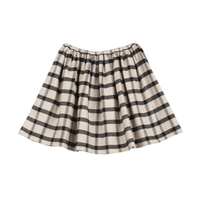 女童米色格子棉短裙