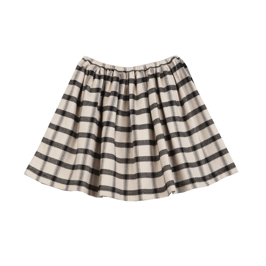 女童米色格子棉短裙