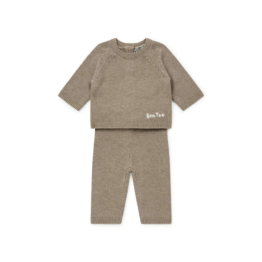 男婴驼色棉套装