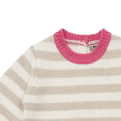 女婴米色条纹连体衣