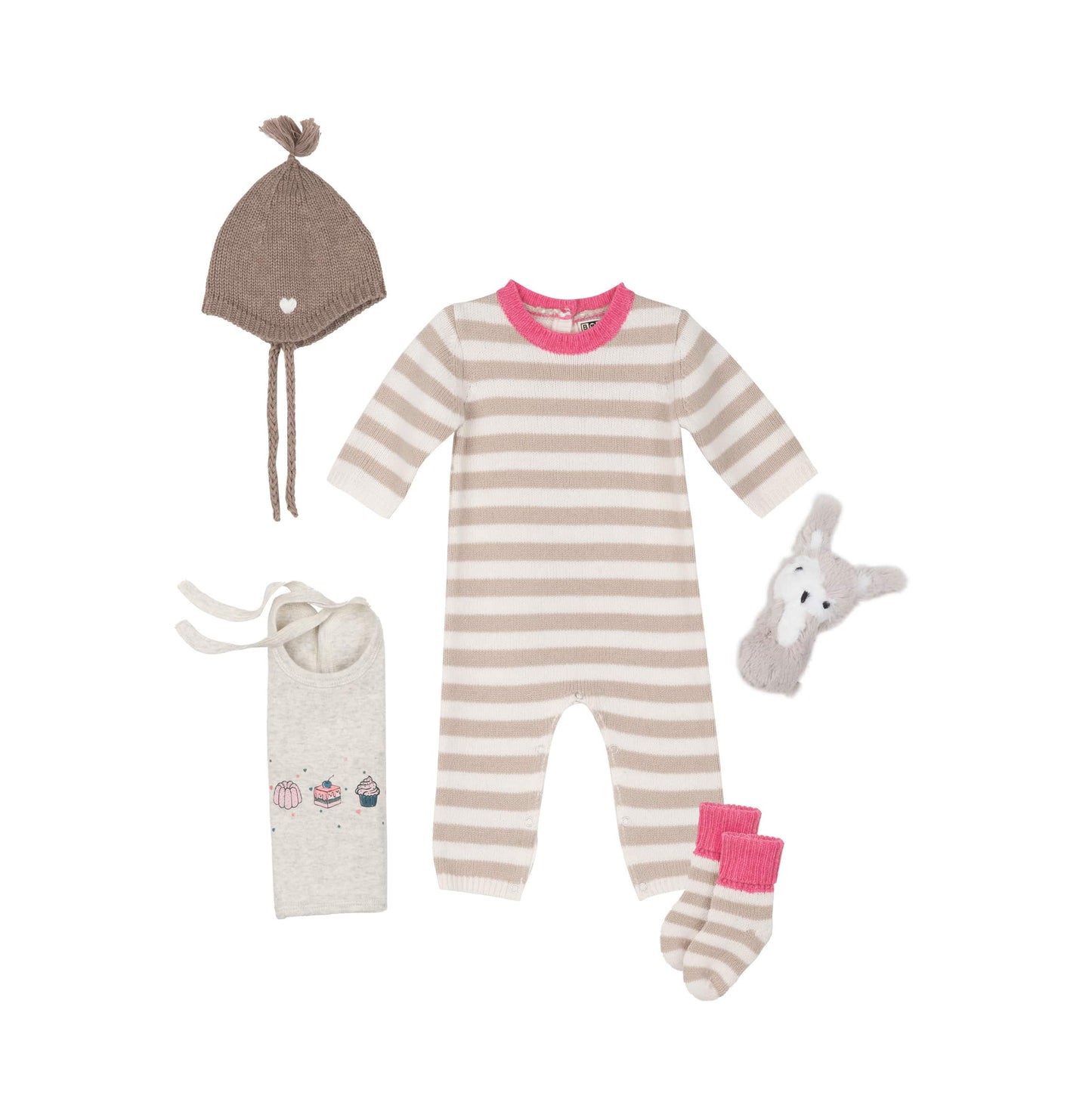 女婴米色条纹连体衣