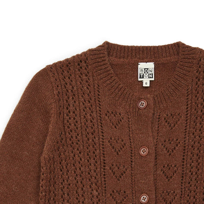 女童驼色针织开衫