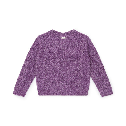 女童紫色针织毛衣