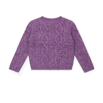 女童紫色针织毛衣