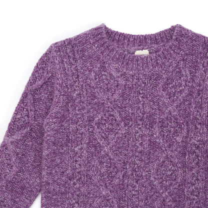 女童紫色针织毛衣