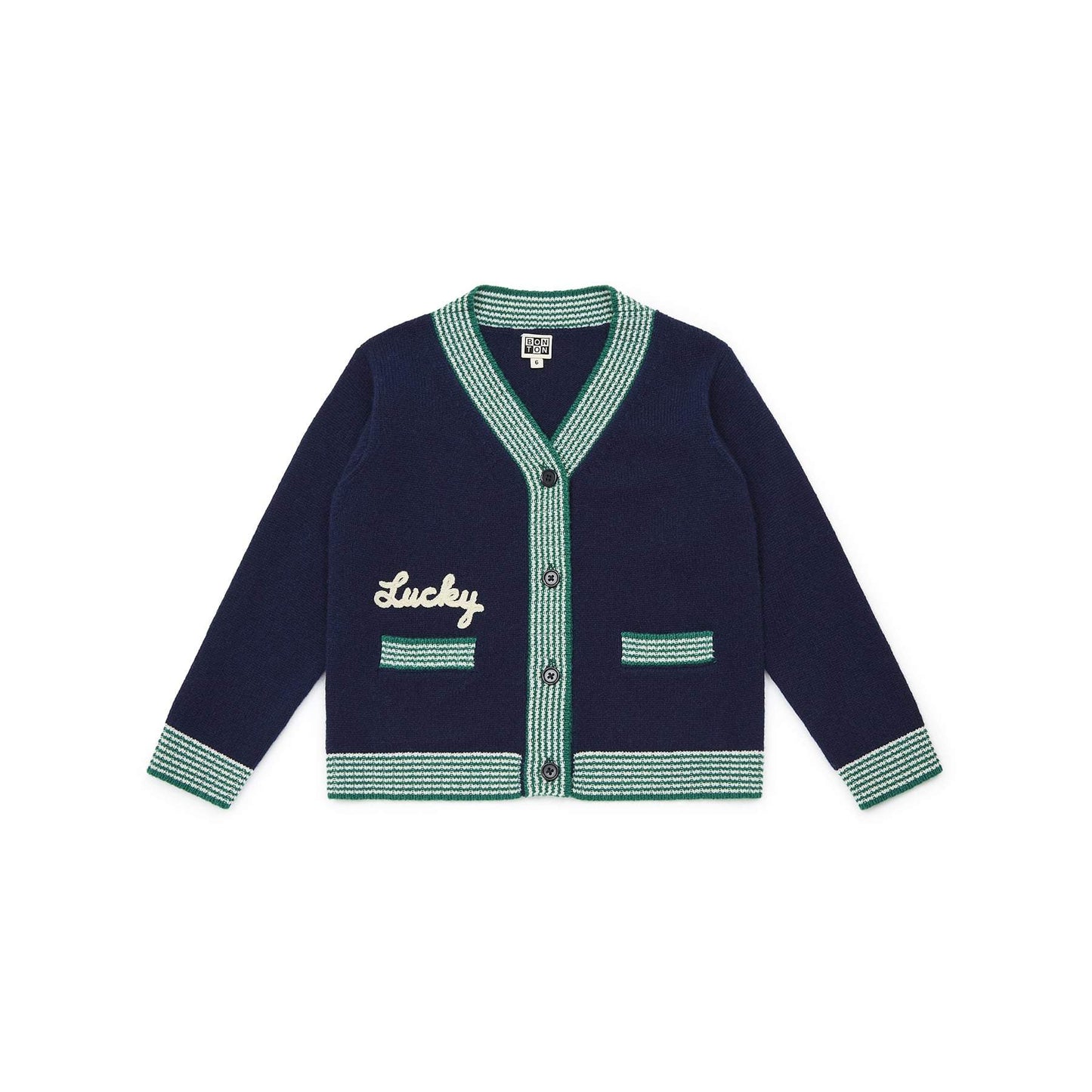 男童蓝色针织开衫