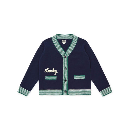 男童蓝色针织开衫