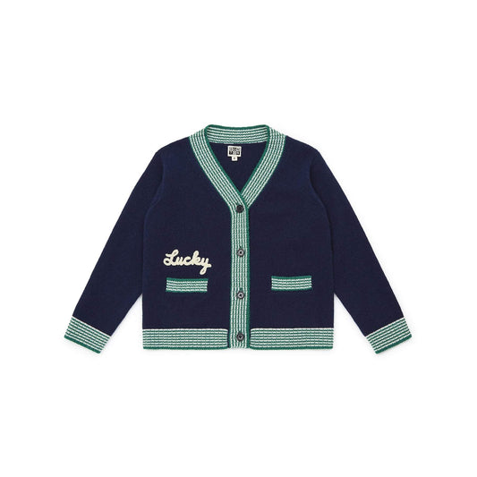 男童蓝色针织开衫