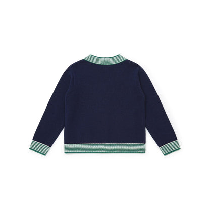 男童蓝色针织开衫