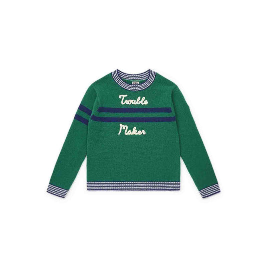 男童绿色Logo毛衣