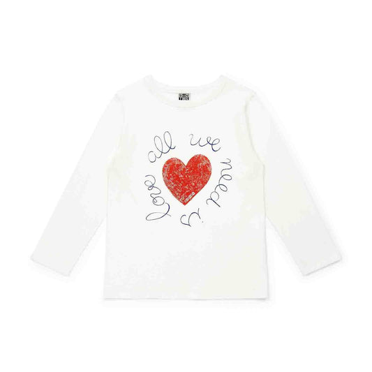 女童白色印花棉T恤