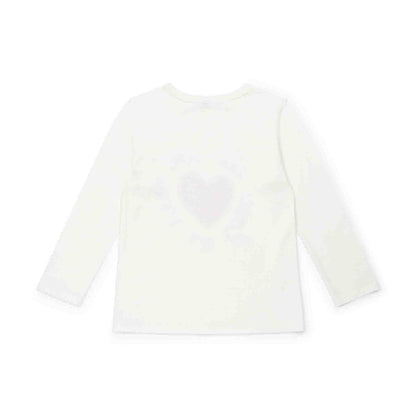 女童白色印花棉T恤