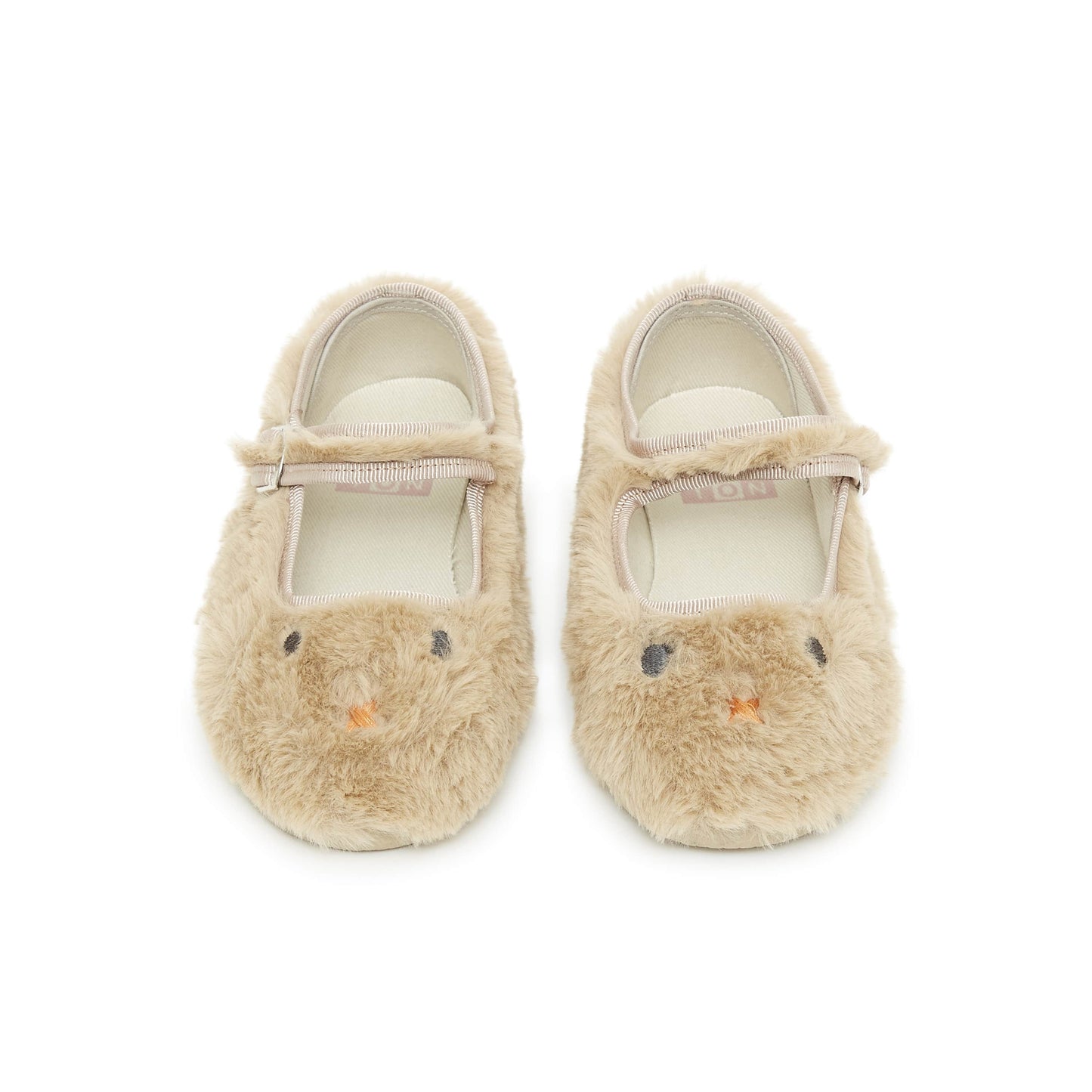 女童米色搭扣毛毛鞋