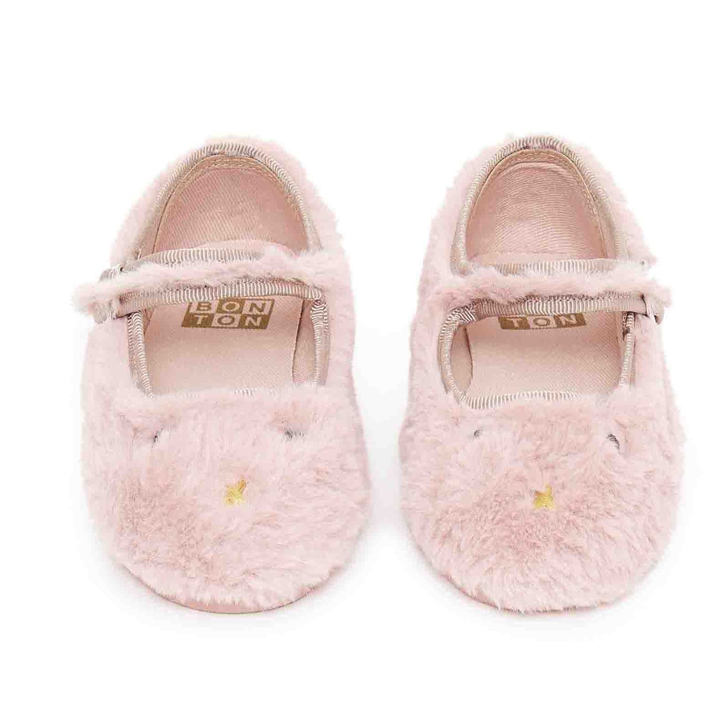 女童粉色搭扣毛毛鞋