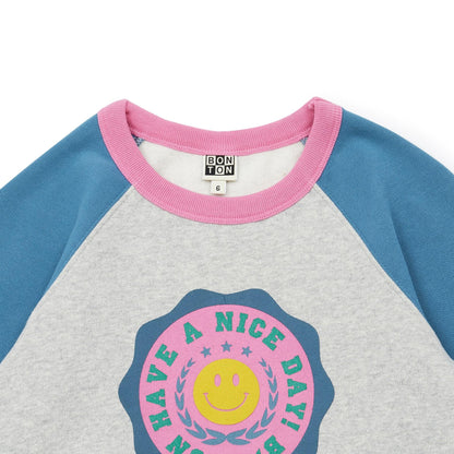 女童蓝色印花棉卫衣