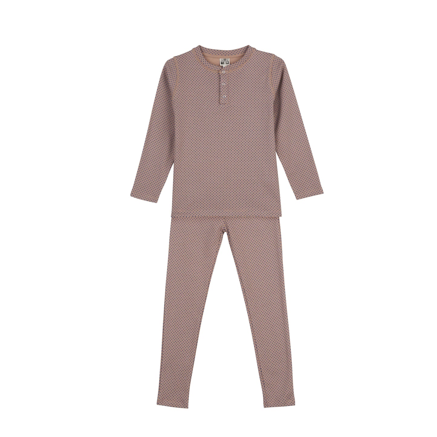 男童深粉色圆点棉睡衣套装