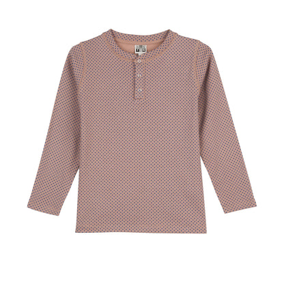 男童深粉色圆点棉睡衣套装