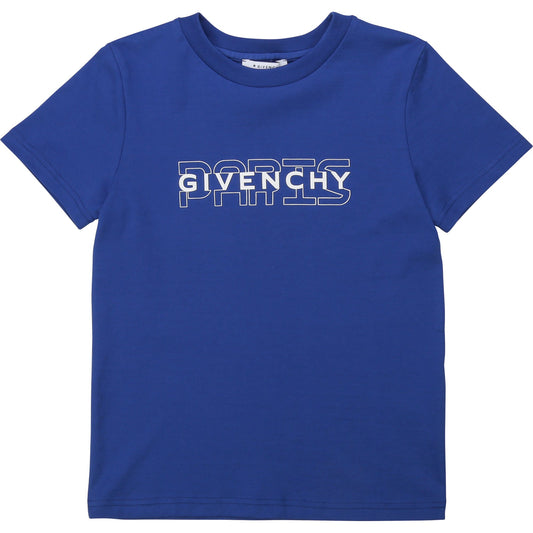 Boys Blue Logo Cotton T-Shirt