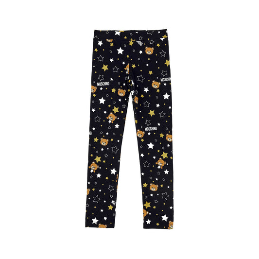 女童黑色星星印花棉打底裤