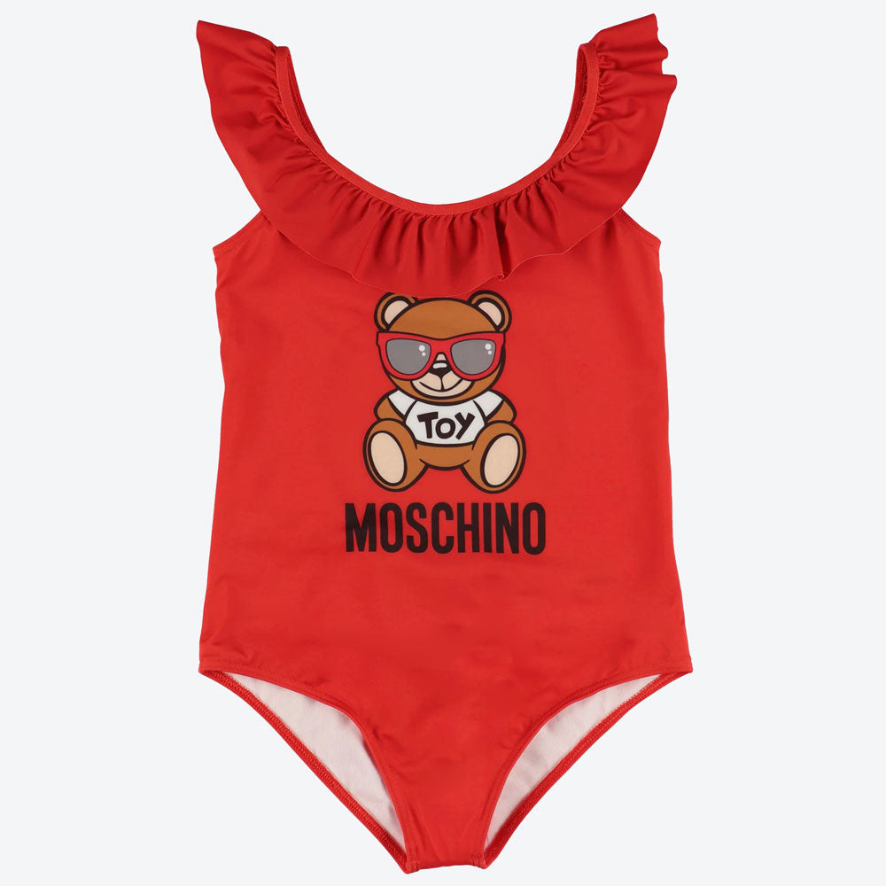 女童红色Logo泳装