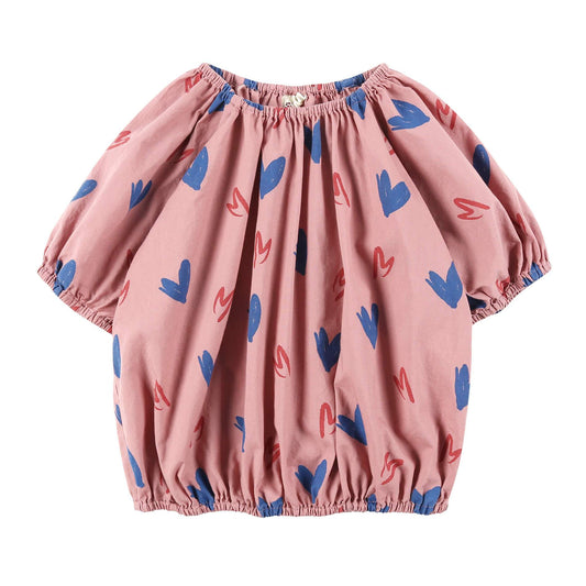 Girls Pink Heart Cotton Top