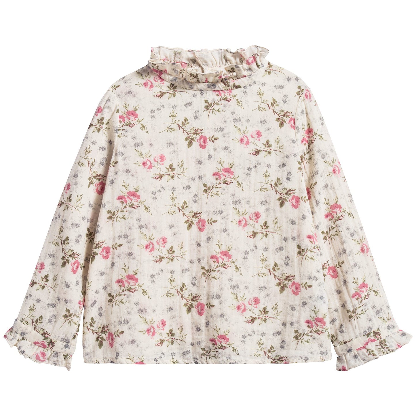 女童米白色印花上衣
