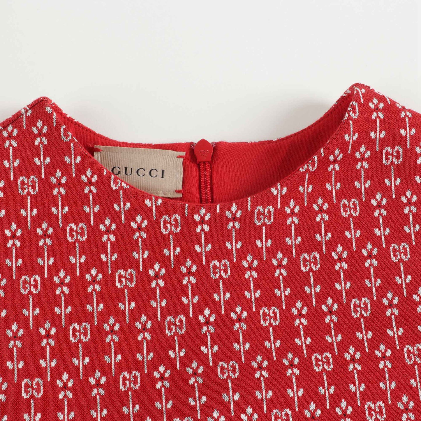 Girls Red GG Logo Cotton Dress
