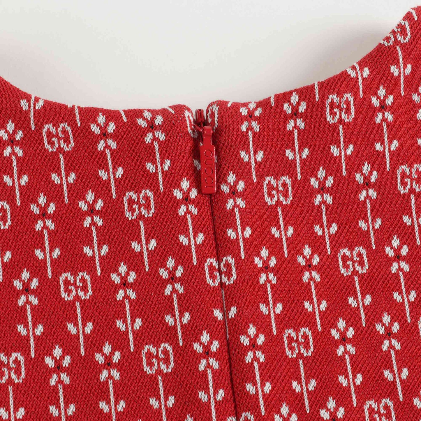 Girls Red GG Logo Cotton Dress