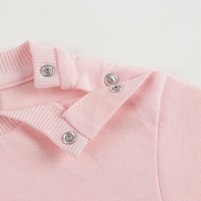Baby Boys & Girls Pink Print Cotton Long Sleeves T-Shirt