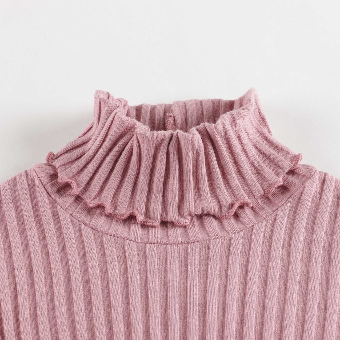 女童粉色棉高领衫