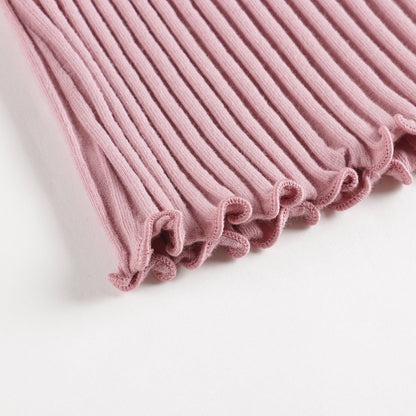 女童粉色棉高领衫