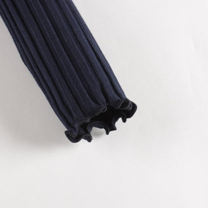 女童蓝色棉高领衫