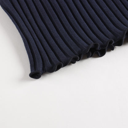 女童蓝色棉高领衫