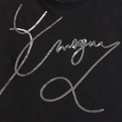 女童黑色闪光Logo棉T恤