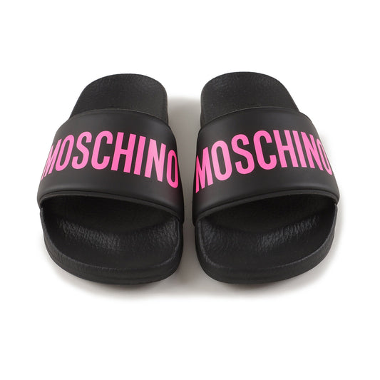 儿童黑色Logo拖鞋