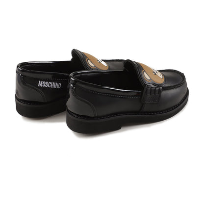 儿童黑色泰迪熊小熊平底鞋